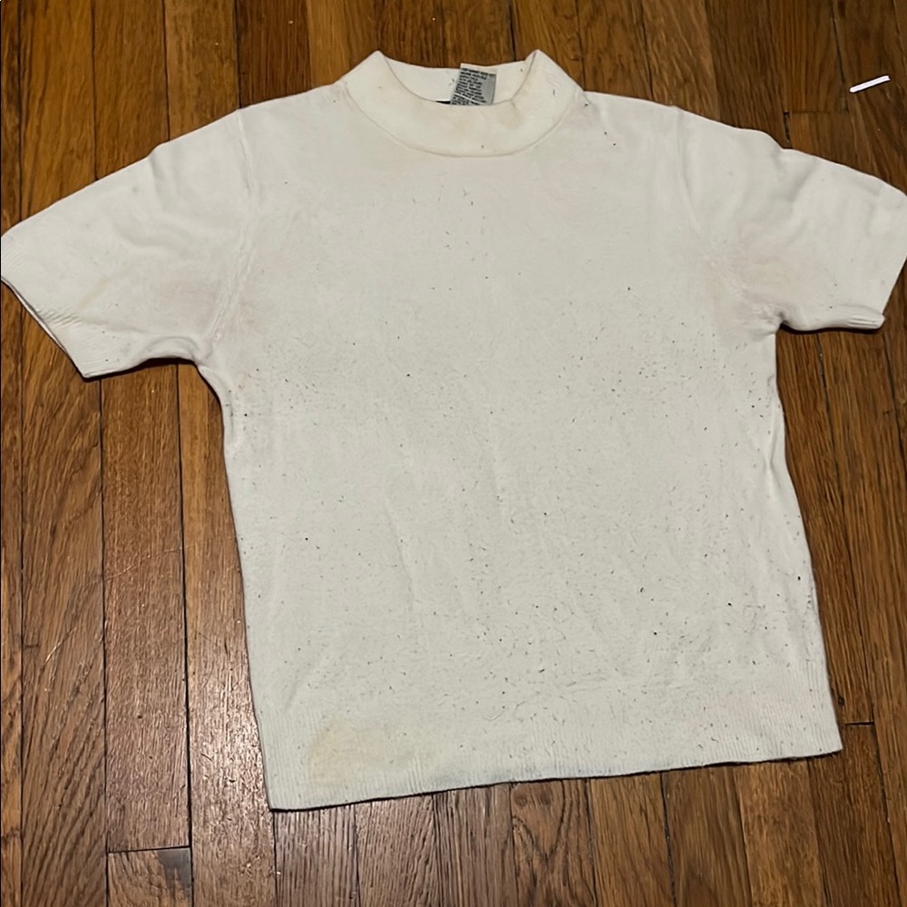Sag Harbor Cream Short-Sleeved Sweater Size Small